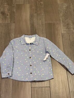 NWT Tahari Girl Light Blue Floral Button-Up Jacket Size 10-12